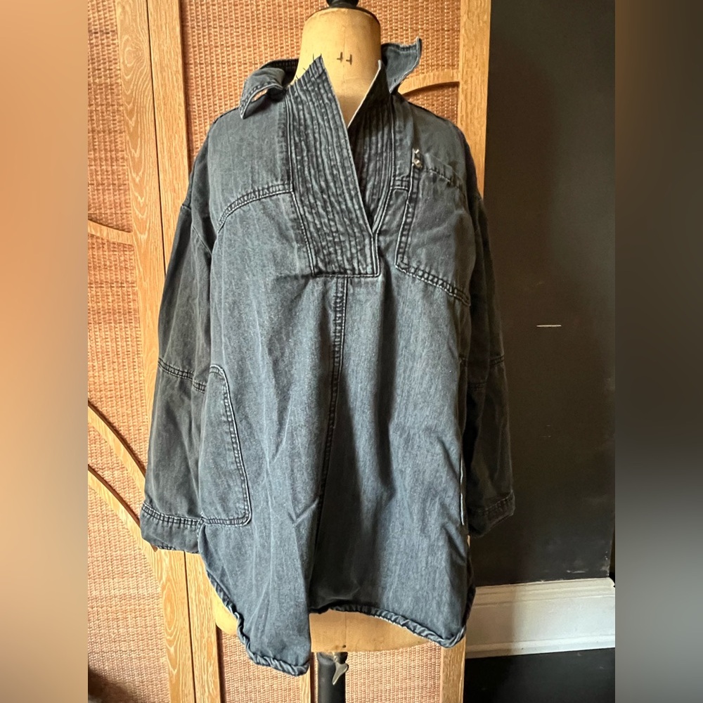 Dark Gray Denim Pullover Jacket